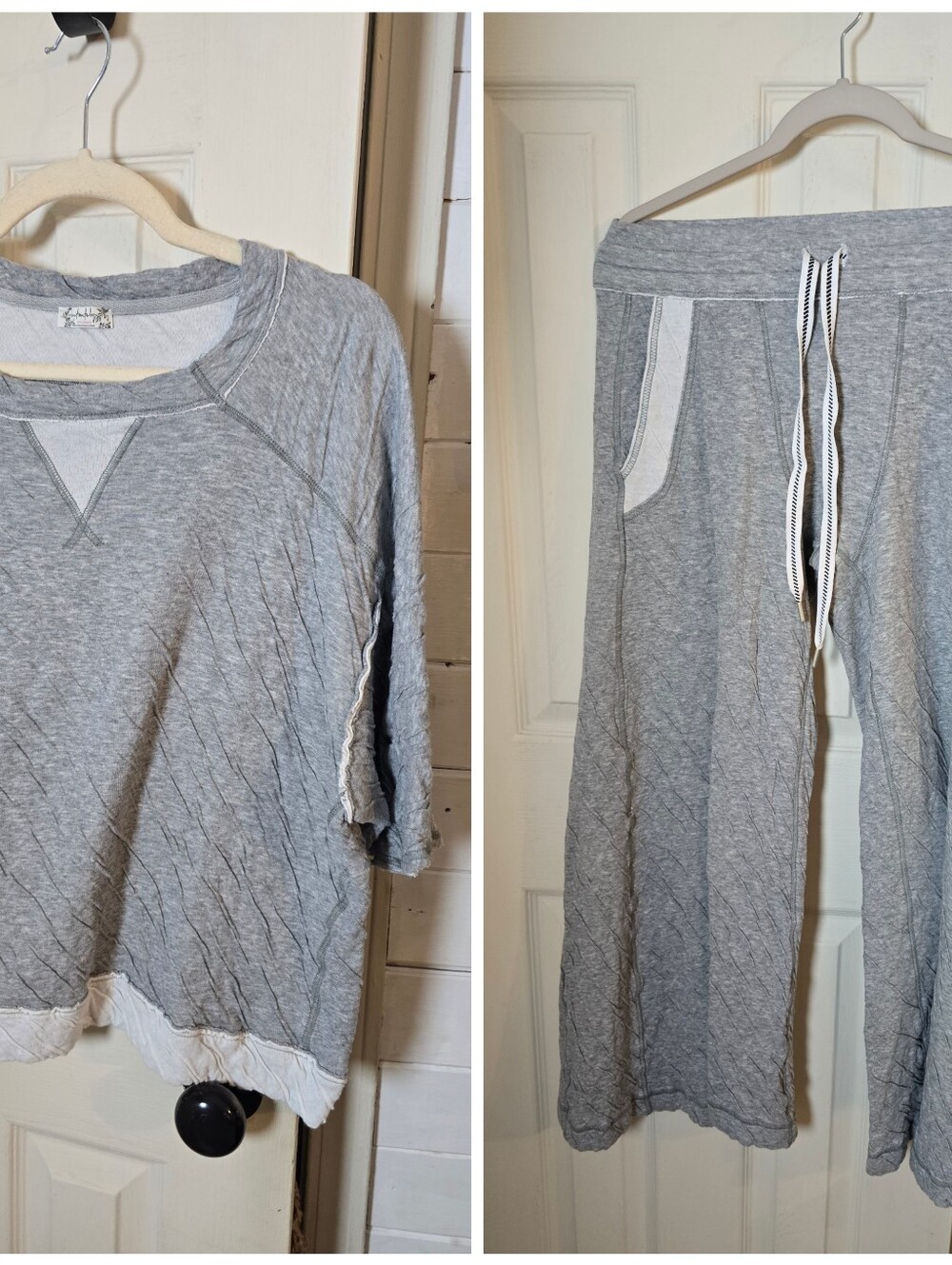 Free People Heather Gray Cropped Pullover Sweatshirt And Pants